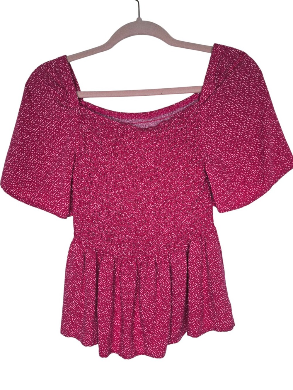 Urban Romantics Pink Smocked Peplum Blouse